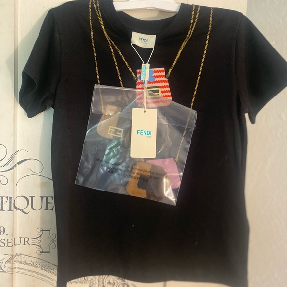 NWT Guaranteed Authentic Fendi Girl’s Handbag T-Shirt w/Authenti Mini Purse - Picture 1 of 16